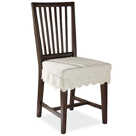 Slat Back Kitchen Chair with Seat Cushion
